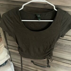 wild fable green crop top with tie sides